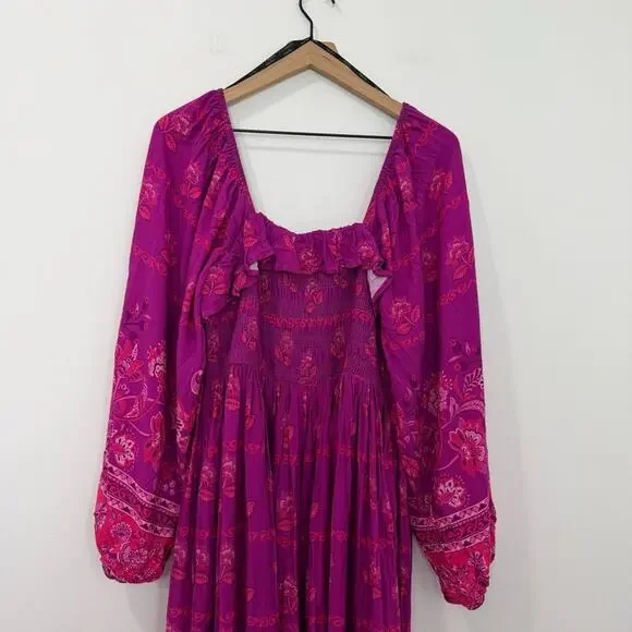 NWT City Chic Estelle Maxi Dress Magenta Smocked Ruffle size 16 - Picture 7 of 8